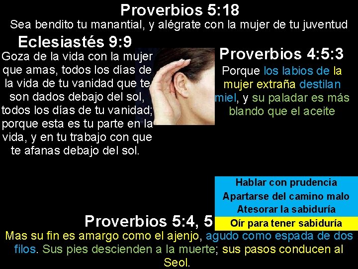 Proverbios 5: 18 Sea bendito tu manantial, y alégrate con la mujer de tu