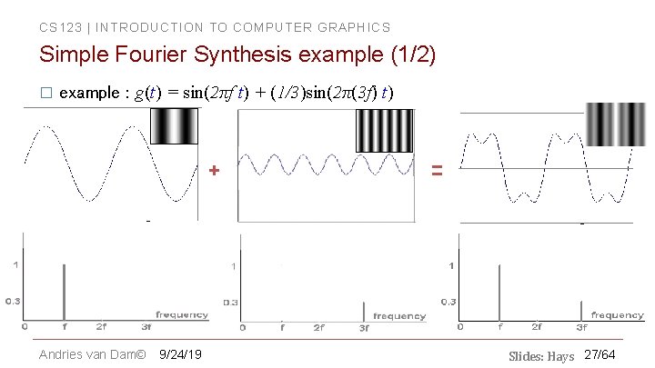 CS 123 | INTRODUCTION TO COMPUTER GRAPHICS Simple Fourier Synthesis example (1/2) � example