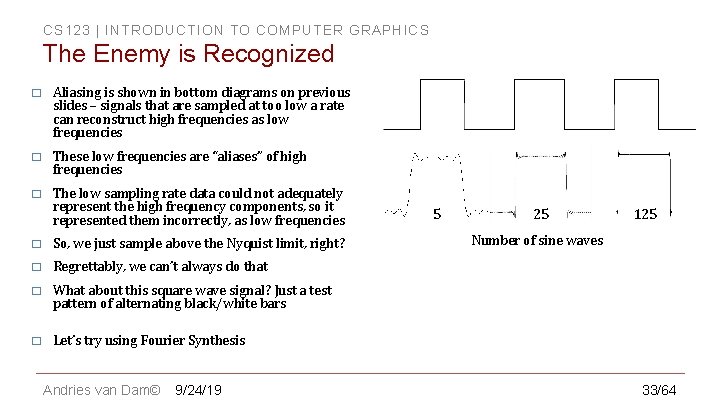 CS 123 | INTRODUCTION TO COMPUTER GRAPHICS The Enemy is Recognized � Aliasing is