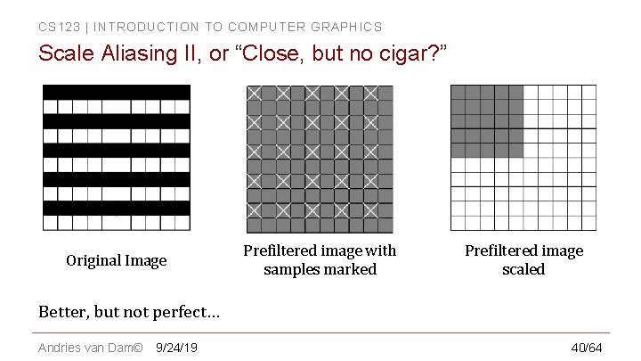 CS 123 | INTRODUCTION TO COMPUTER GRAPHICS Scale Aliasing II, or “Close, but no