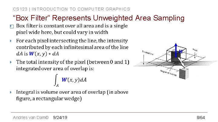 CS 123 | INTRODUCTION TO COMPUTER GRAPHICS “Box Filter” Represents Unweighted Area Sampling �