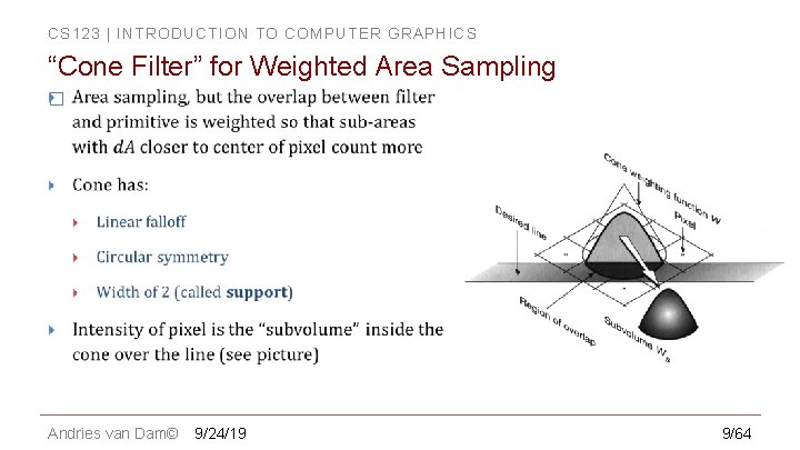 CS 123 | INTRODUCTION TO COMPUTER GRAPHICS “Cone Filter” for Weighted Area Sampling �