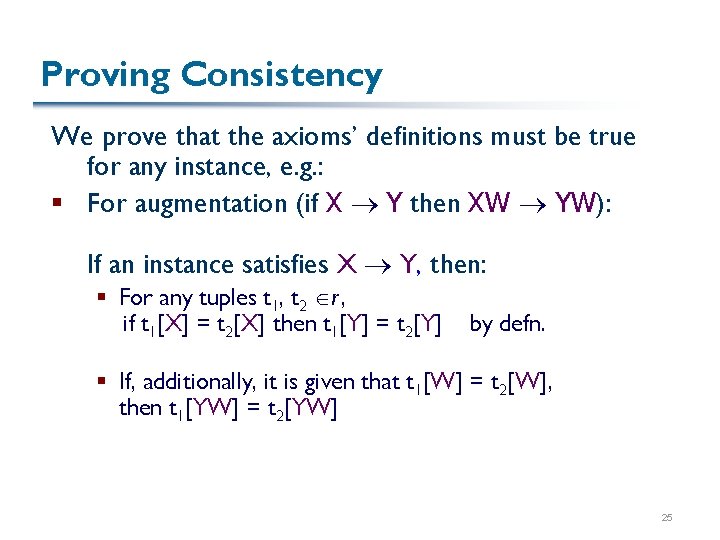 Proving Consistency We prove that the axioms’ definitions must be true for any instance,