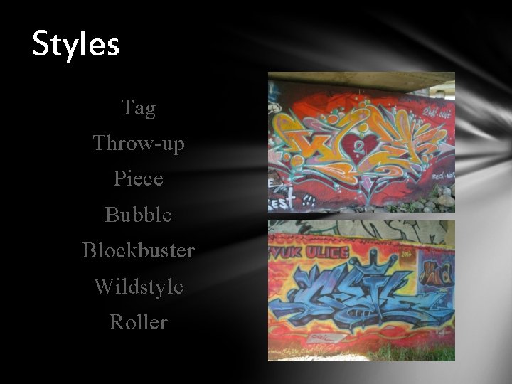 Styles Tag Throw-up Piece Bubble Blockbuster Wildstyle Roller 