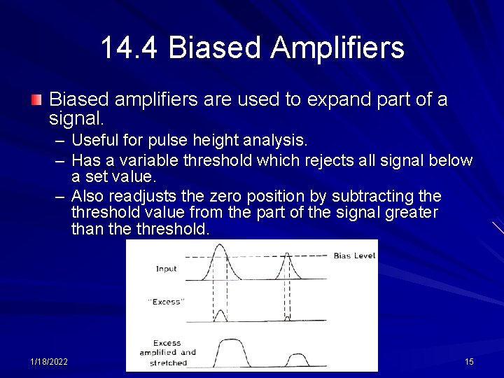 14. 4 Biased Amplifiers Biased amplifiers are used to expand part of a signal.