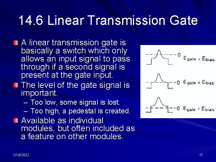 14. 6 Linear Transmission Gate A linear transmission gate is basically a switch which