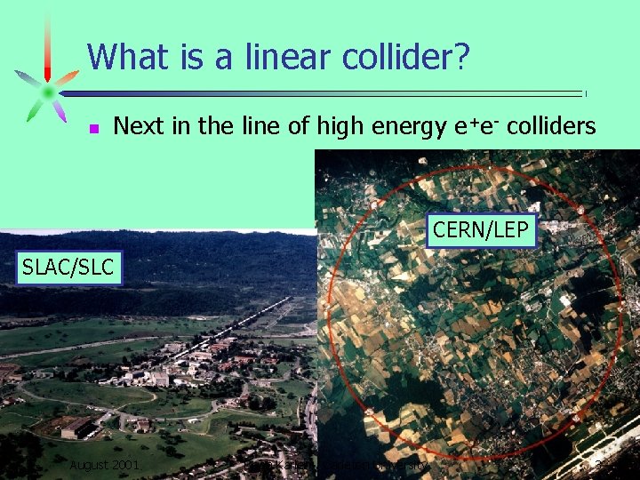 What is a linear collider? n Next in the line of high energy e+e-