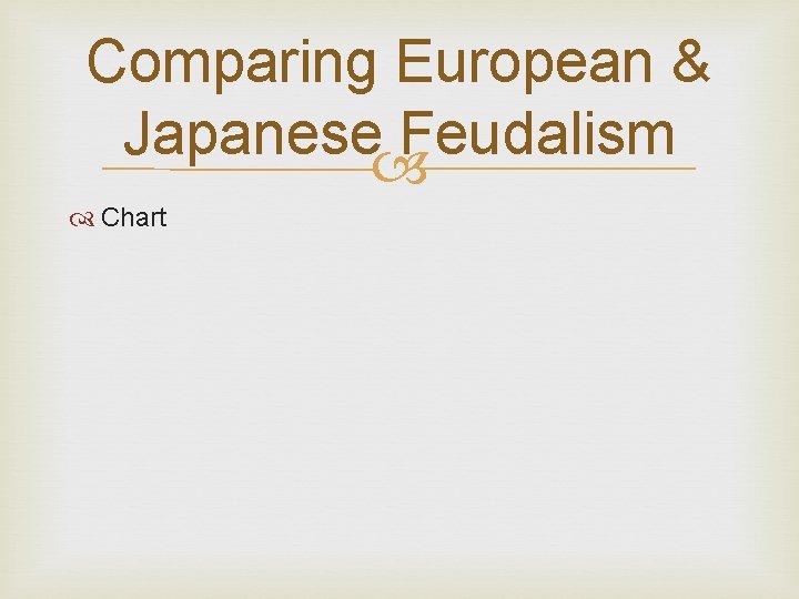 Comparing European & Japanese Feudalism Chart 