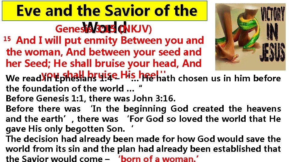 Eve and the Savior of the Genesis 3: 15 (NKJV) World And I will