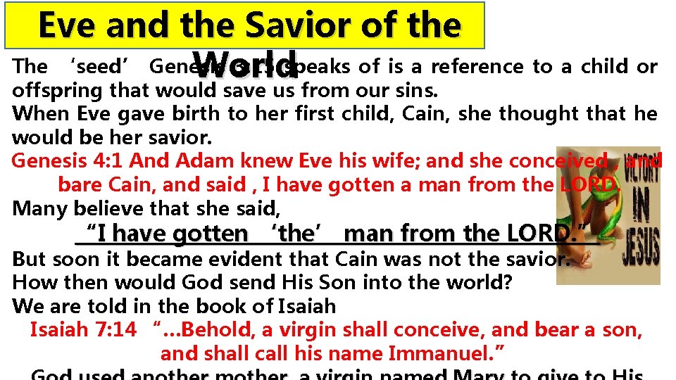 Eve and the Savior of the The ‘seed’ Genesis 3: 15 speaks of is