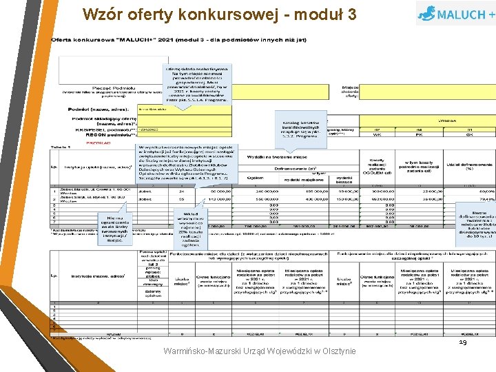 Wzór oferty konkursowej - moduł 3 19 Warmińsko-Mazurski Urząd Wojewódzki w Olsztynie 