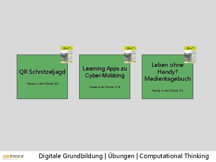 QR Schnitzeljagd Learning Apps zu Cyber-Mobbing Handy in der Schule, Ü 6 Leben ohne