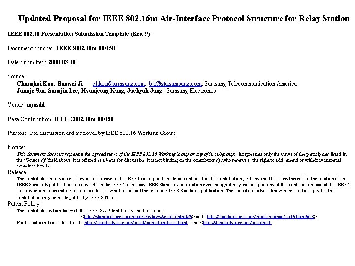 Updated Proposal for IEEE 802. 16 m Air-Interface Protocol Structure for Relay Station IEEE