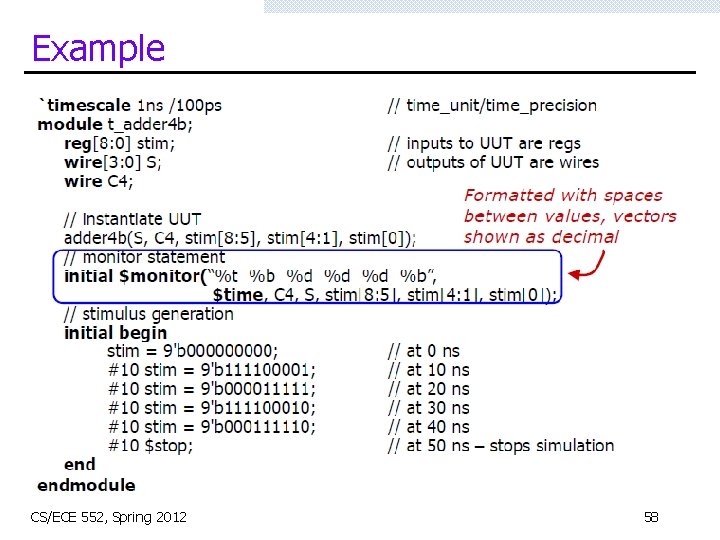 Example CS/ECE 552, Spring 2012 58 