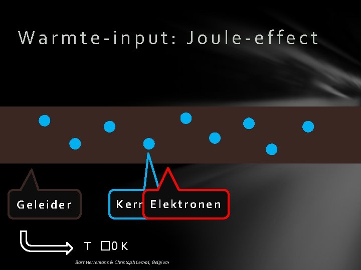 Warmte-input: Joule-effect Geleider K e r n e. Enl e k t r o