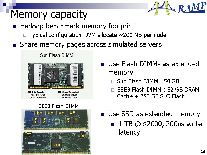 Memory capacity n Hadoop benchmark memory footprint ¨ n Typical configuration: JVM allocate ~200