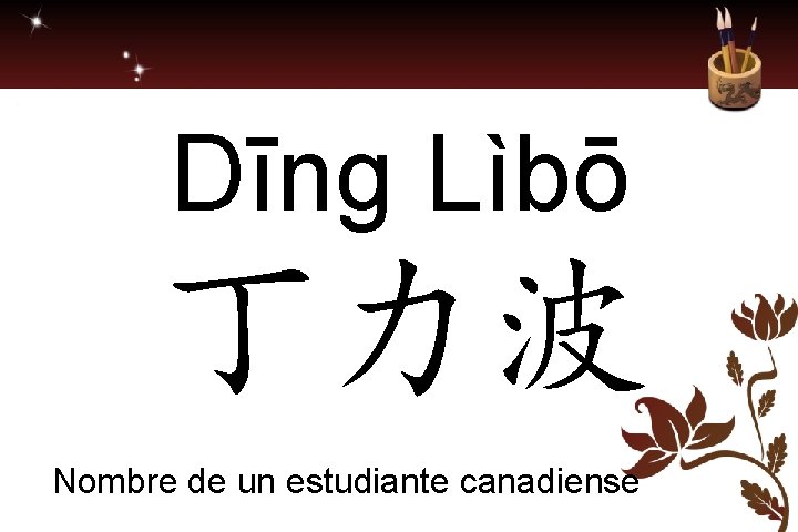 Dīng Lìbō 丁力波 Nombre de un estudiante canadiense 