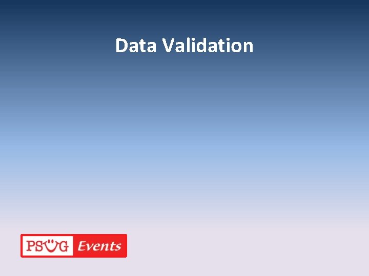 Data Validation 