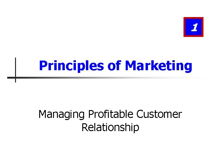 1 Principles of Marketing Managing Profitable Customer Relationship 