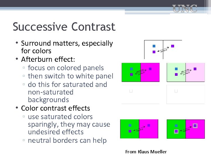 Successive Contrast • Surround matters, especially for colors • Afterburn effect: ▫ focus on