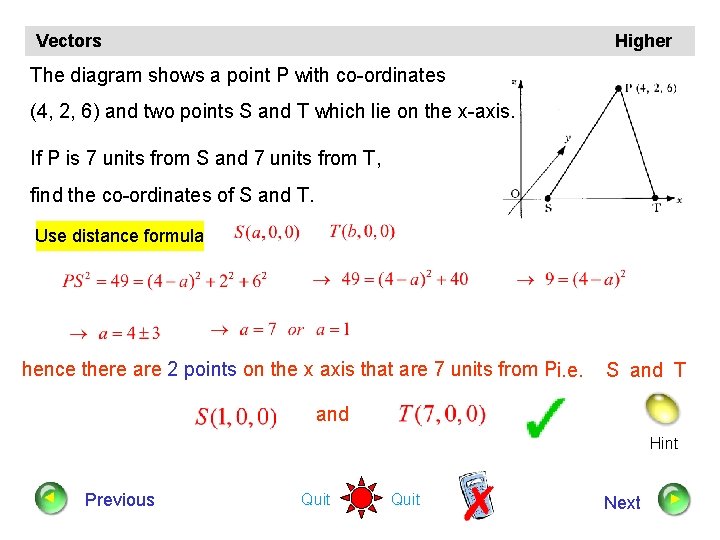 Vectors Higher The diagram shows a point P with co-ordinates (4, 2, 6) and