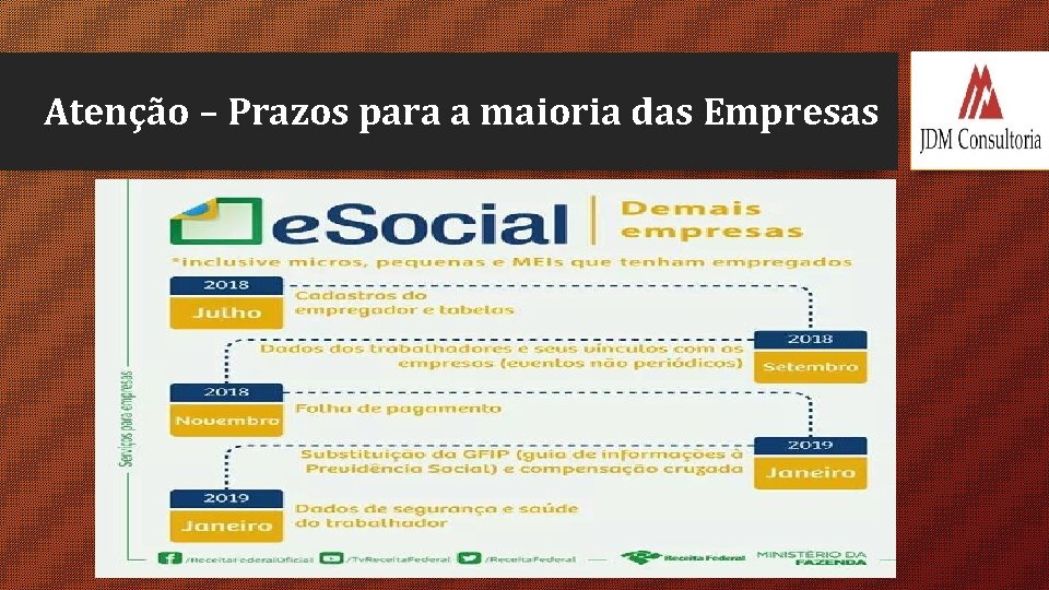 Atenção – Prazos para a maioria das Empresas 