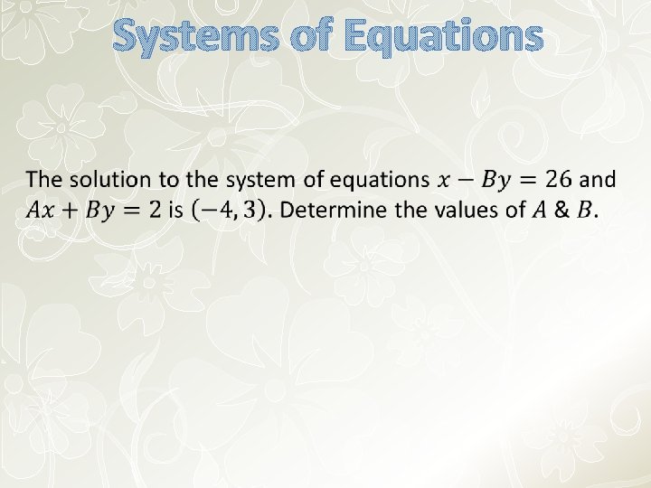 Systems of Equations 