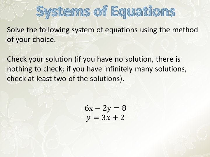 Systems of Equations 