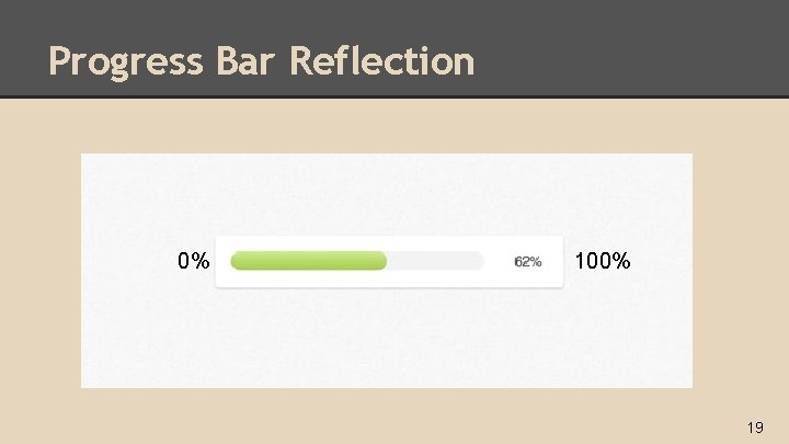 Progress Bar Reflection 0% 100% 19 