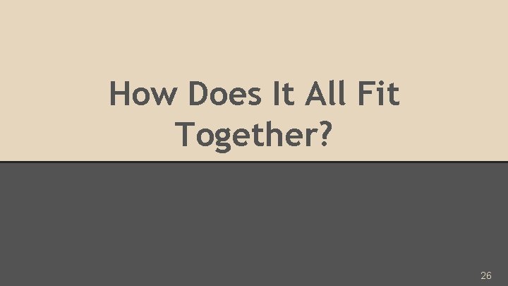 How Does It All Fit Together? 26 