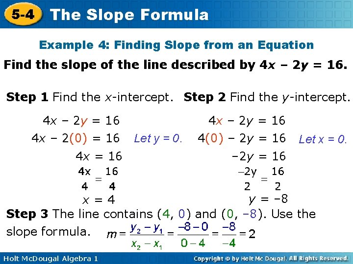 Slope Formula Rule Example 5 4 The The Slope Formula Warm Up