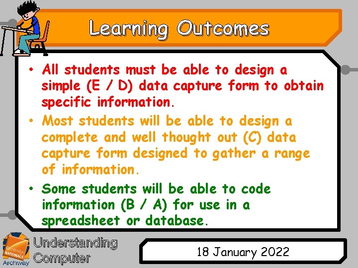 Learning Outcomes • All students must be able to design a simple (E /