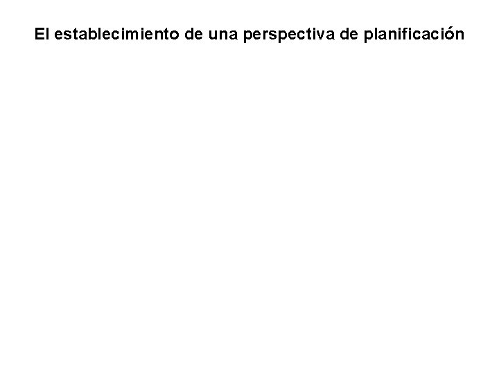 El establecimiento de una perspectiva de planificación 