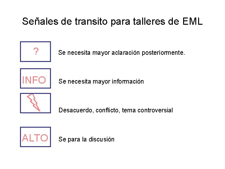 Señales de transito para talleres de EML ? INFO Se necesita mayor aclaración posteriormente.