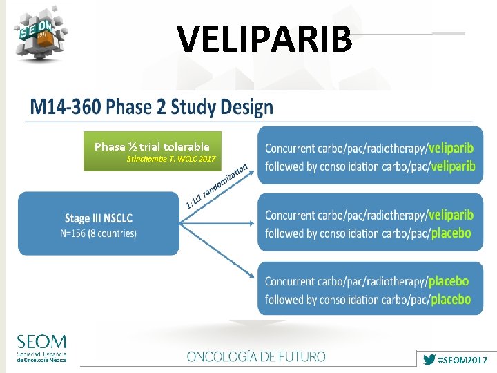 VELIPARIB Phase ½ trial tolerable Stinchombe T, WCLC 2017 #SEOM 2017 