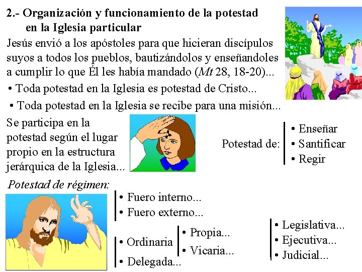 2. - Organización y funcionamiento de la potestad en la Iglesia particular Jesús envió