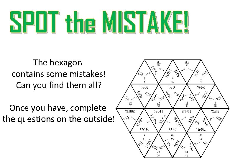 SPOT the MISTAKE! The hexagon contains some mistakes! Can you find them all? Once