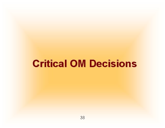 Critical OM Decisions 38 