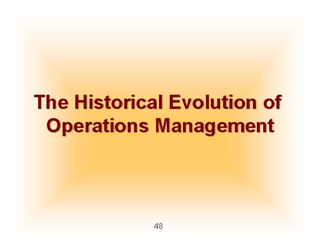 The Historical Evolution of Operations Management 48 