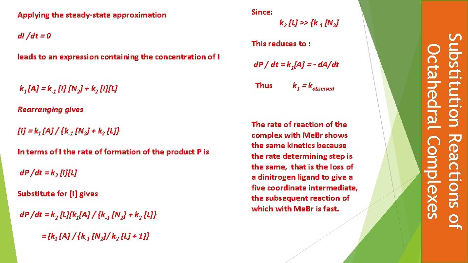 Applying the steady-state approximation leads to an expression containing the concentration of I k
