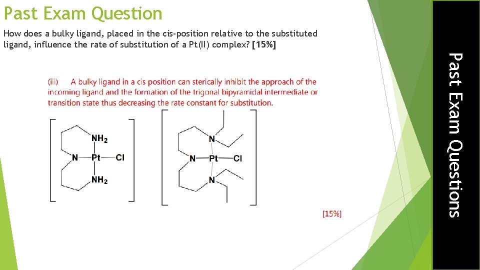 Past Exam Question How does a bulky ligand, placed in the cis-position relative to
