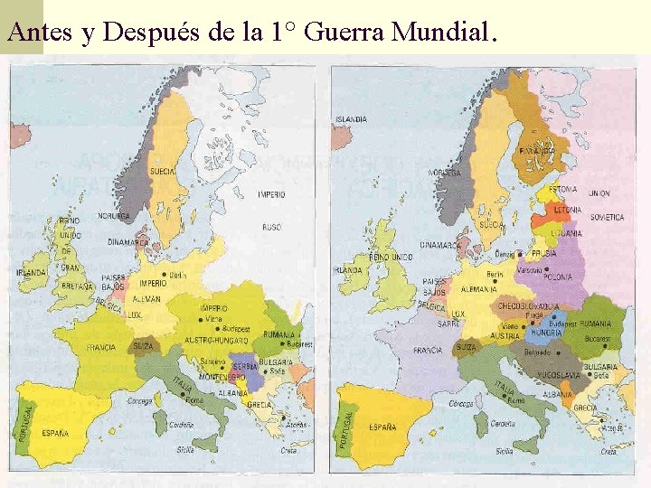 Antes y Después de la 1° Guerra Mundial. 