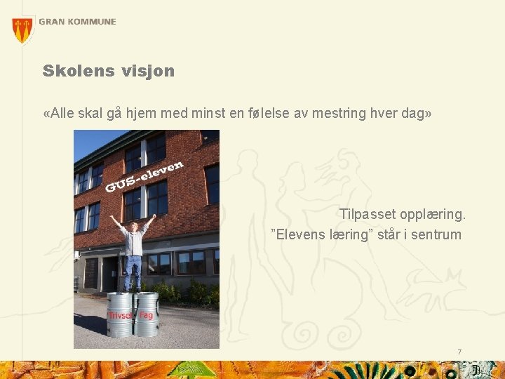 Skolens visjon «Alle skal gå hjem med minst en følelse av mestring hver dag»