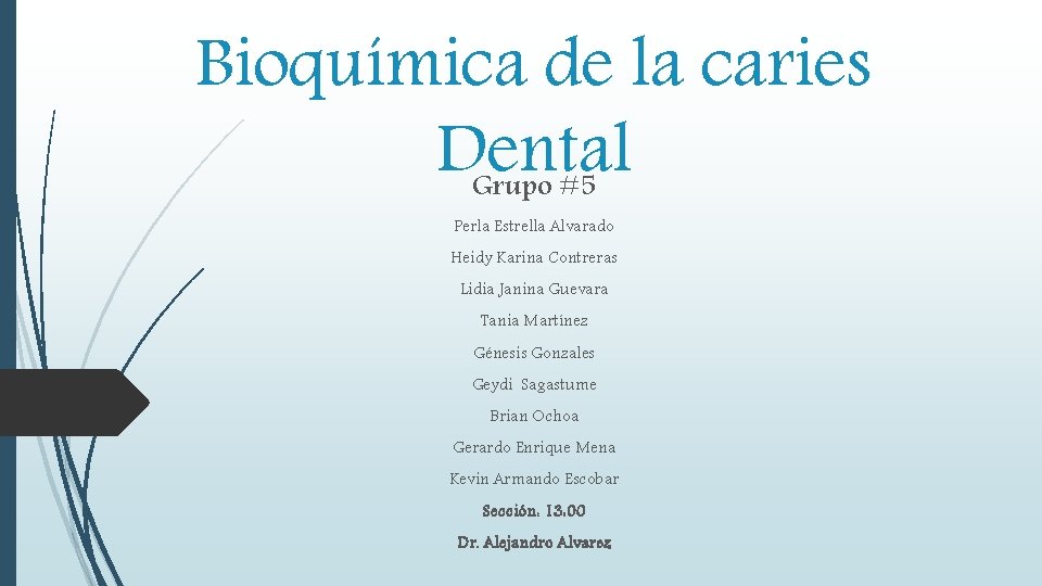 Bioquímica de la caries Dental Grupo #5 Perla Estrella Alvarado Heidy Karina Contreras Lidia