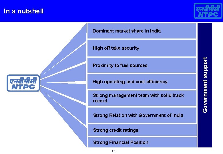 In a nutshell Dominant market share in India Proximity to fuel sources High operating