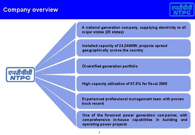 Company overview A national generation company, supplying electricity to all major states (28 states)