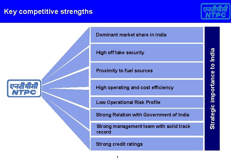 Key competitive strengths High off take security Proximity to fuel sources High operating and