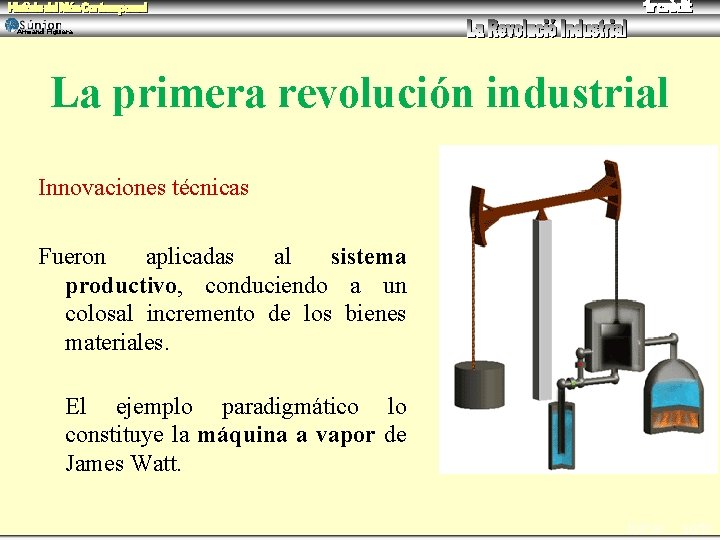 Armand Figuera La primera revolución industrial Innovaciones técnicas Fueron aplicadas al sistema productivo, conduciendo