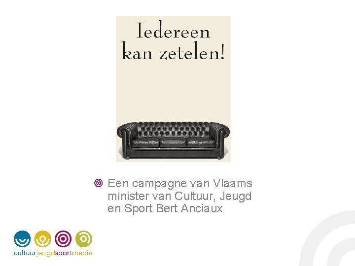 Een campagne van Vlaams minister van Cultuur, Jeugd en Sport Bert Anciaux 