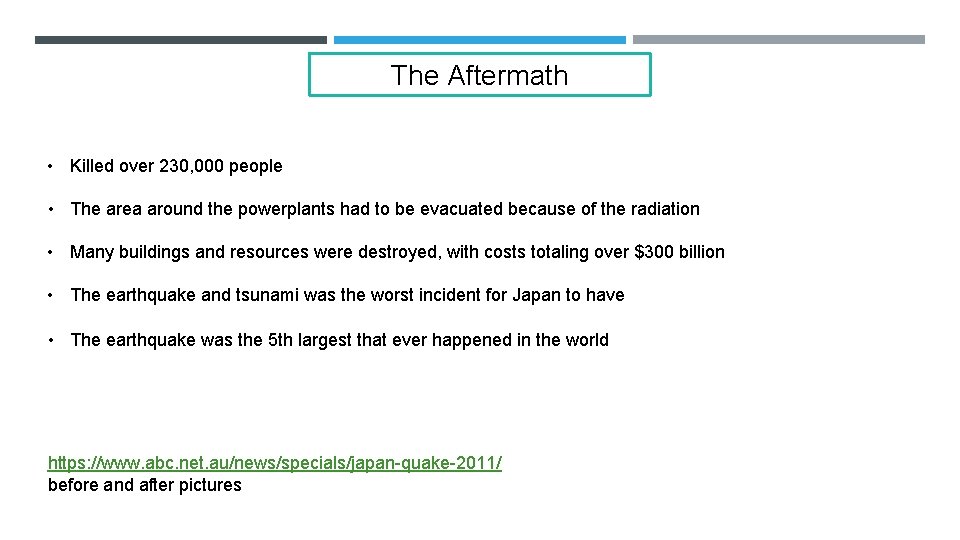 The Aftermath • Killed over 230, 000 people • The area around the powerplants